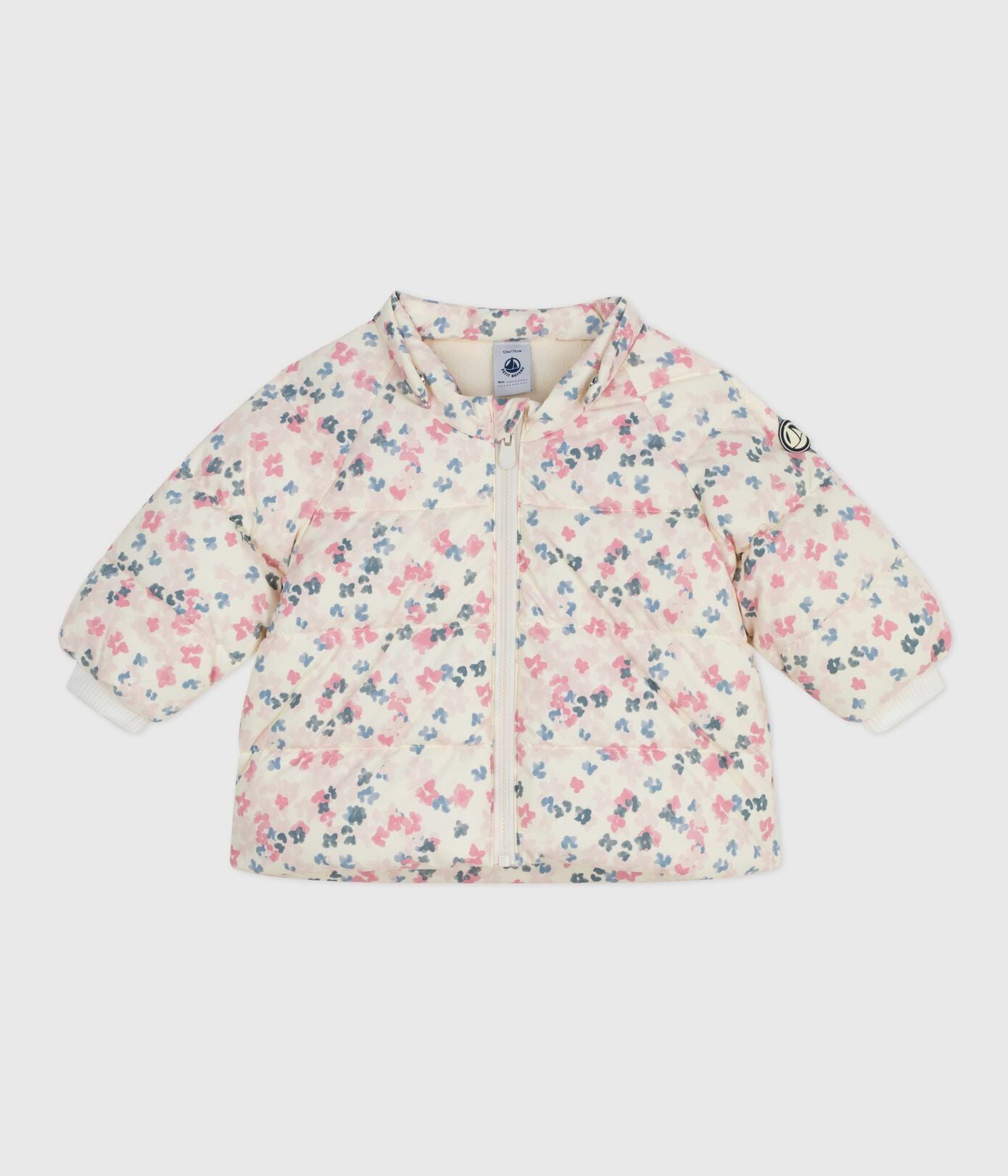 PB-NG009 - Petit Bateau Baby Floral Puffer Jacket with Detachable Hood