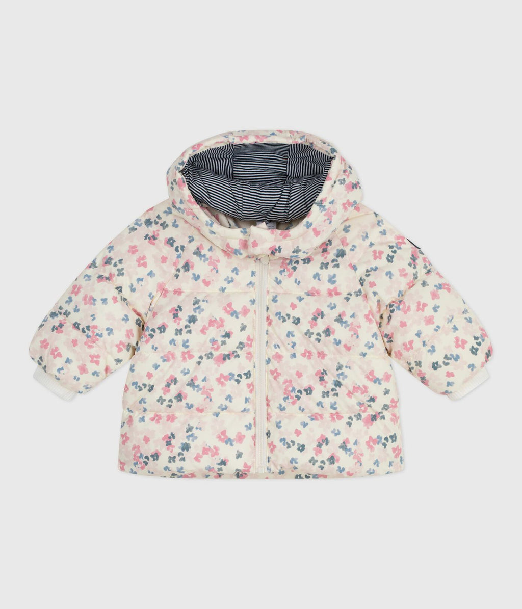 PB-NG009 - Petit Bateau Baby Floral Puffer Jacket with Detachable Hood