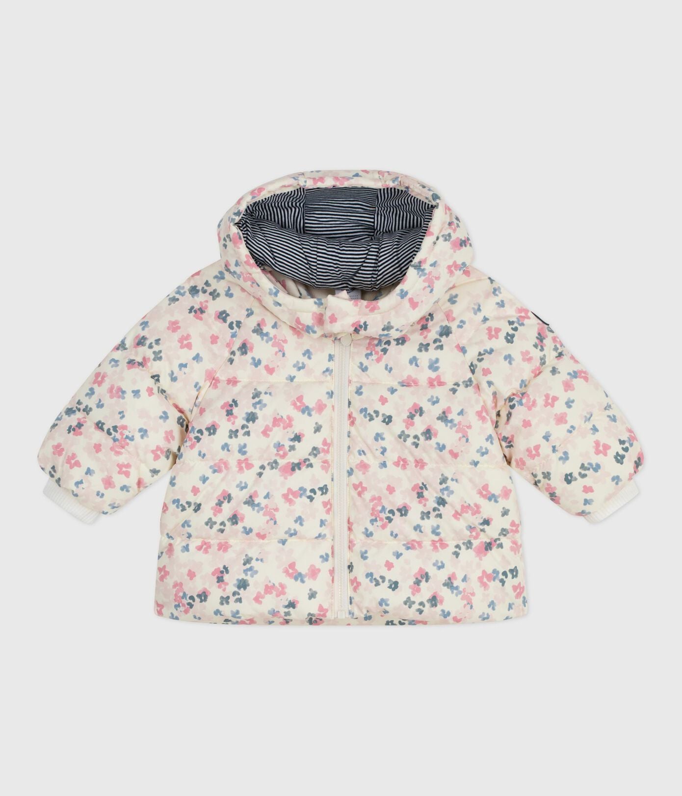 PB-NG009 - Petit Bateau Baby Floral Puffer Jacket with Detachable Hood