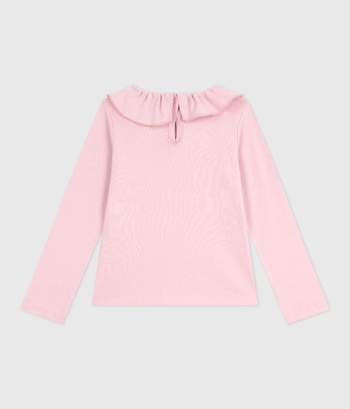 PB-TG021 - Petit Bateau Girls' Ribbed Cotton Long-Sleeve T-Shirt (Pink)