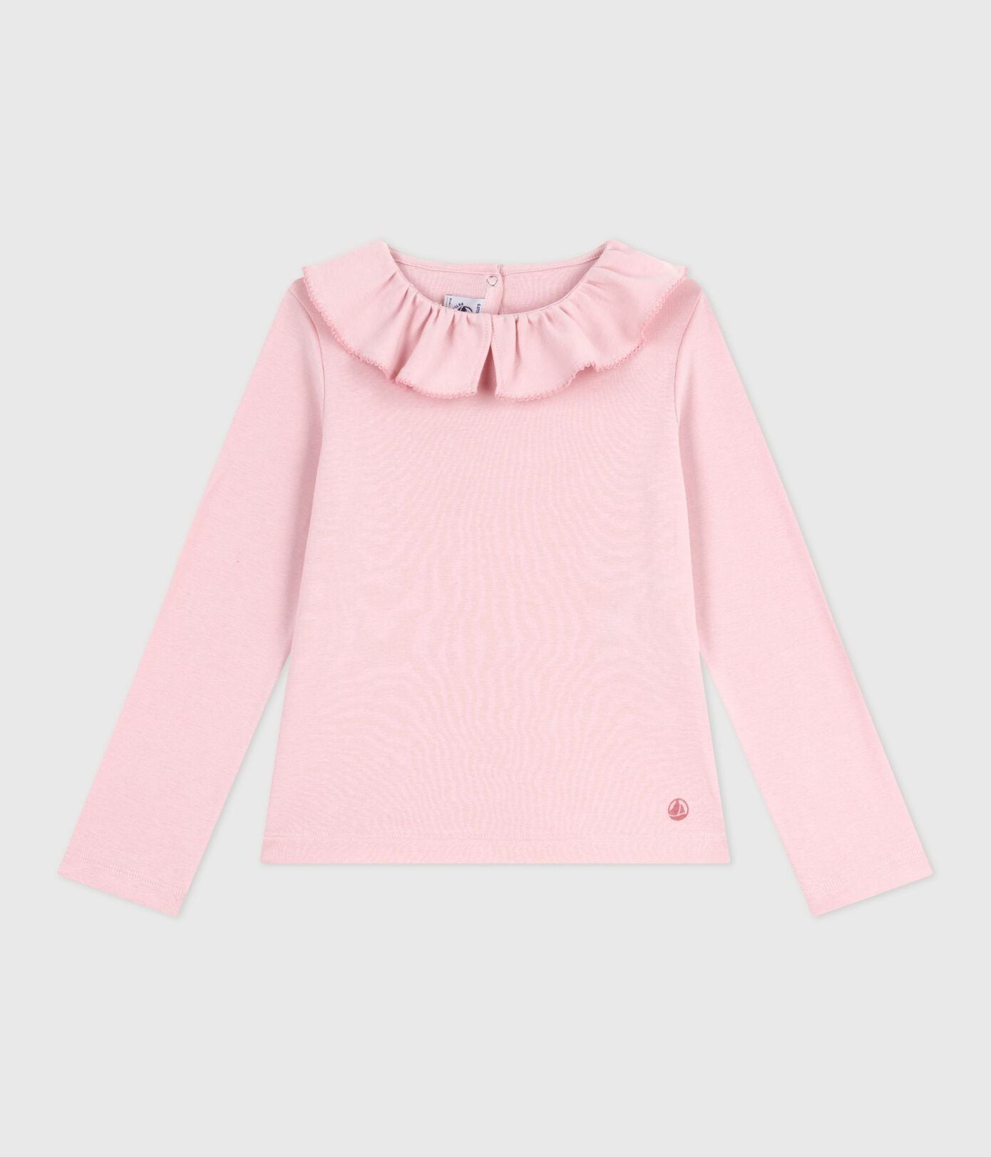 PB-TG021 - Petit Bateau Girls' Ribbed Cotton Long-Sleeve T-Shirt (Pink)
