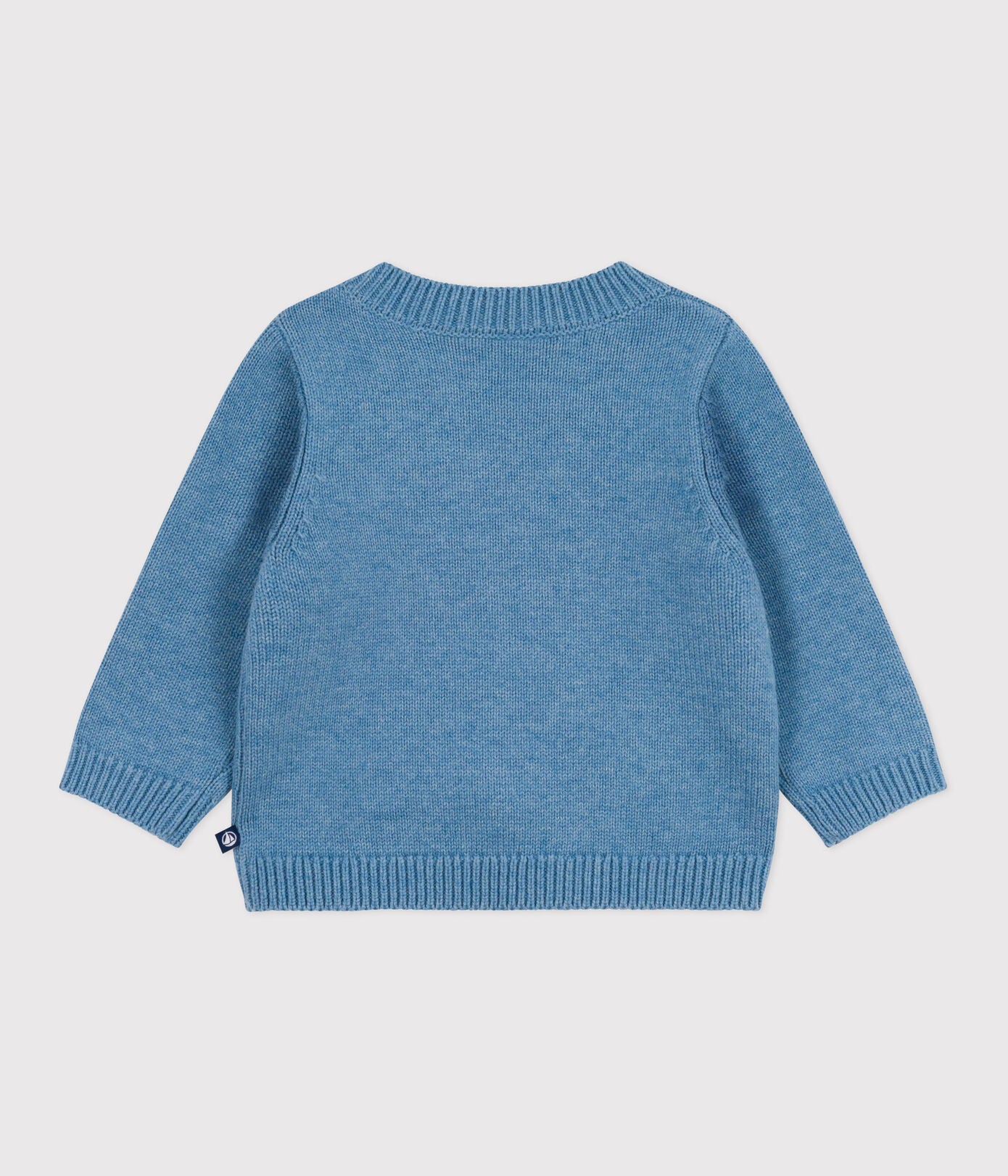 PB-NB045 - Petit Bateau Baby wool-cotton blend sweater with boat print (Adriatic Multico)