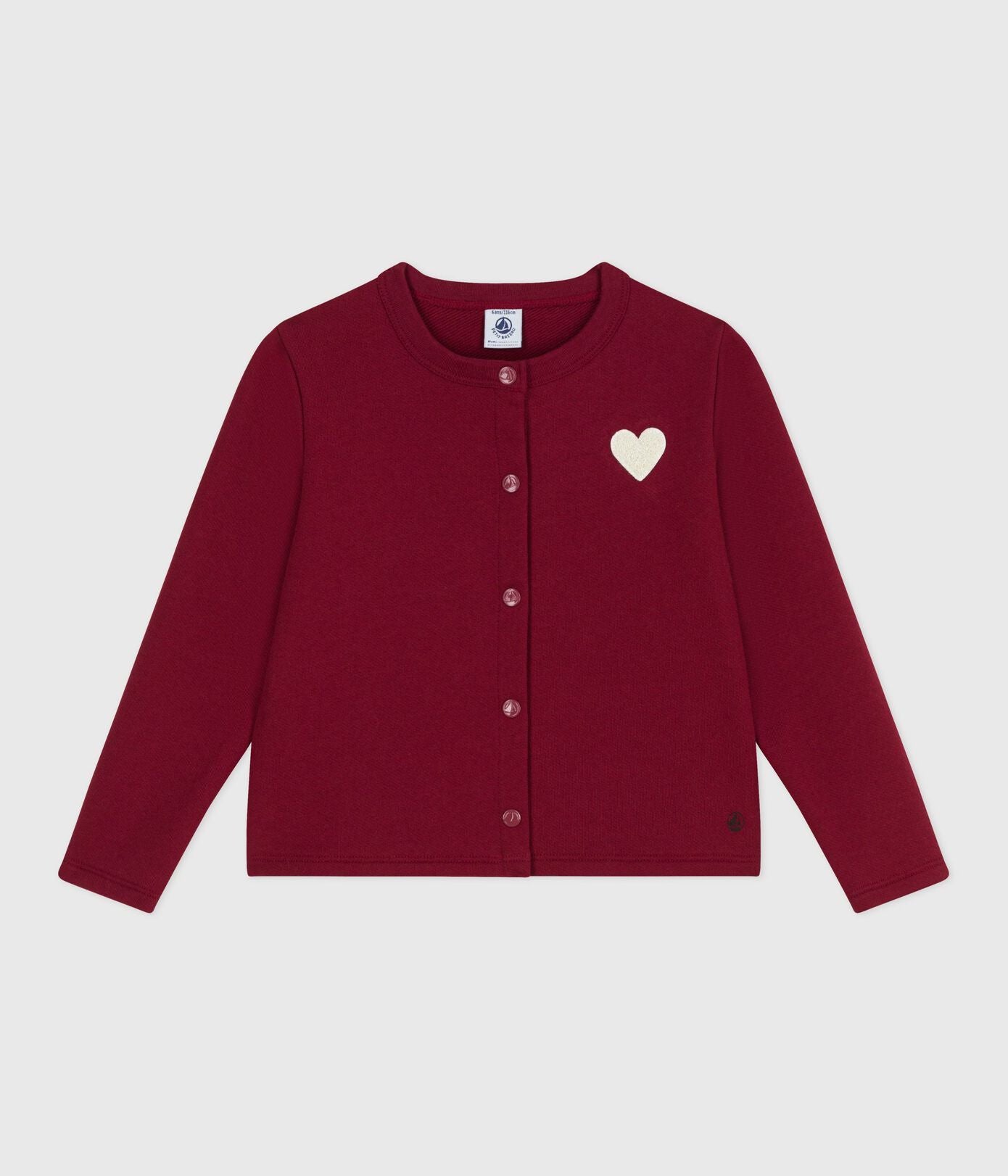 PB-TG019 - Petit Bateau Girls' Cotton Fleece Cardigan (Red)