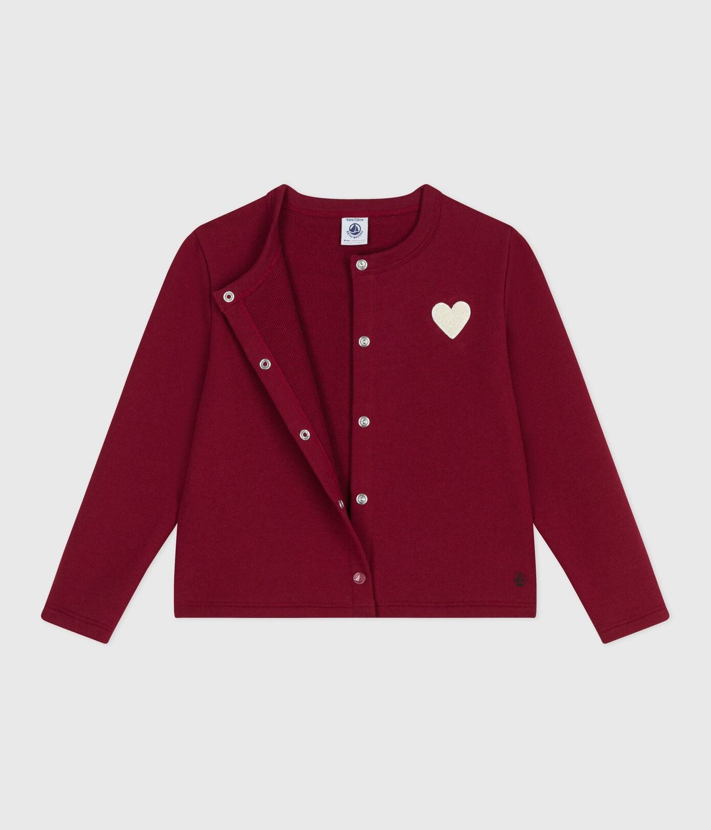 PB-TG019 - Petit Bateau Girls' Cotton Fleece Cardigan (Red)