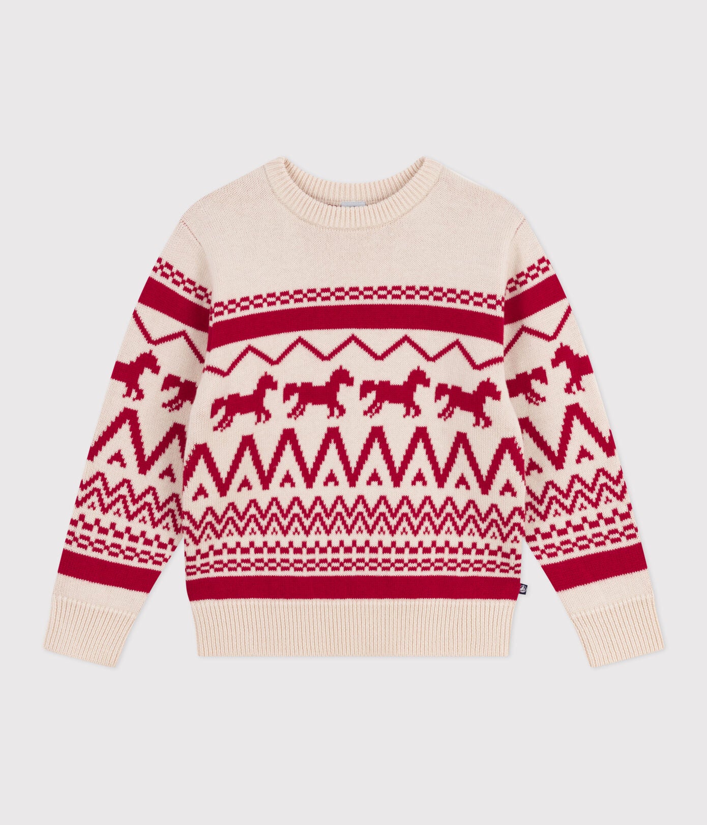 PB-TB033 - Petit Bateau Patterned wool and cotton pullover (ecru)