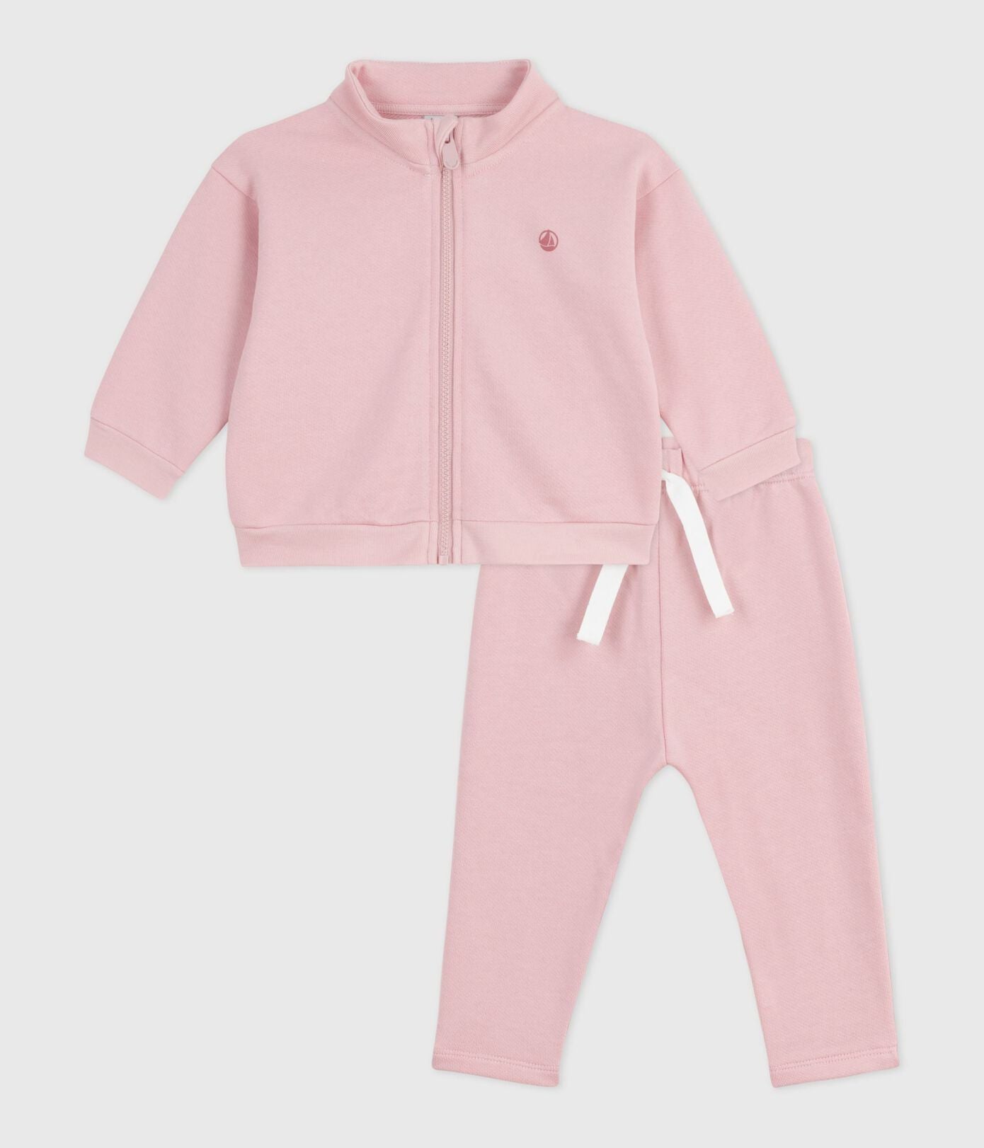 PB-NG018 - Petit Bateau Two-piece cotton set: sweatshirt and trousers for baby (Pink)