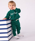 PB-NB026 - Petit Bateau Cotton sweatshirt with Petit Bateau embroidery for baby (Evergreen)
