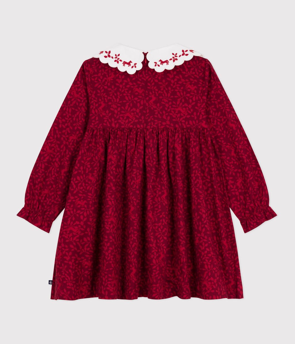 PB-TG024 - Petit Bateau Girls' Patterned Flannel Long-Sleeve Dress