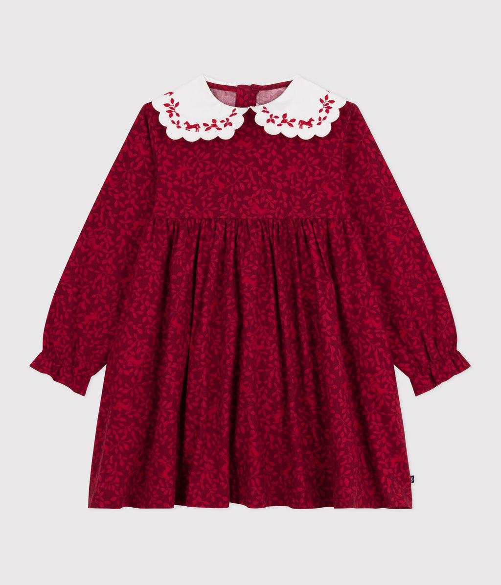 PB-TG024 - Petit Bateau Girls' Patterned Flannel Long-Sleeve Dress
