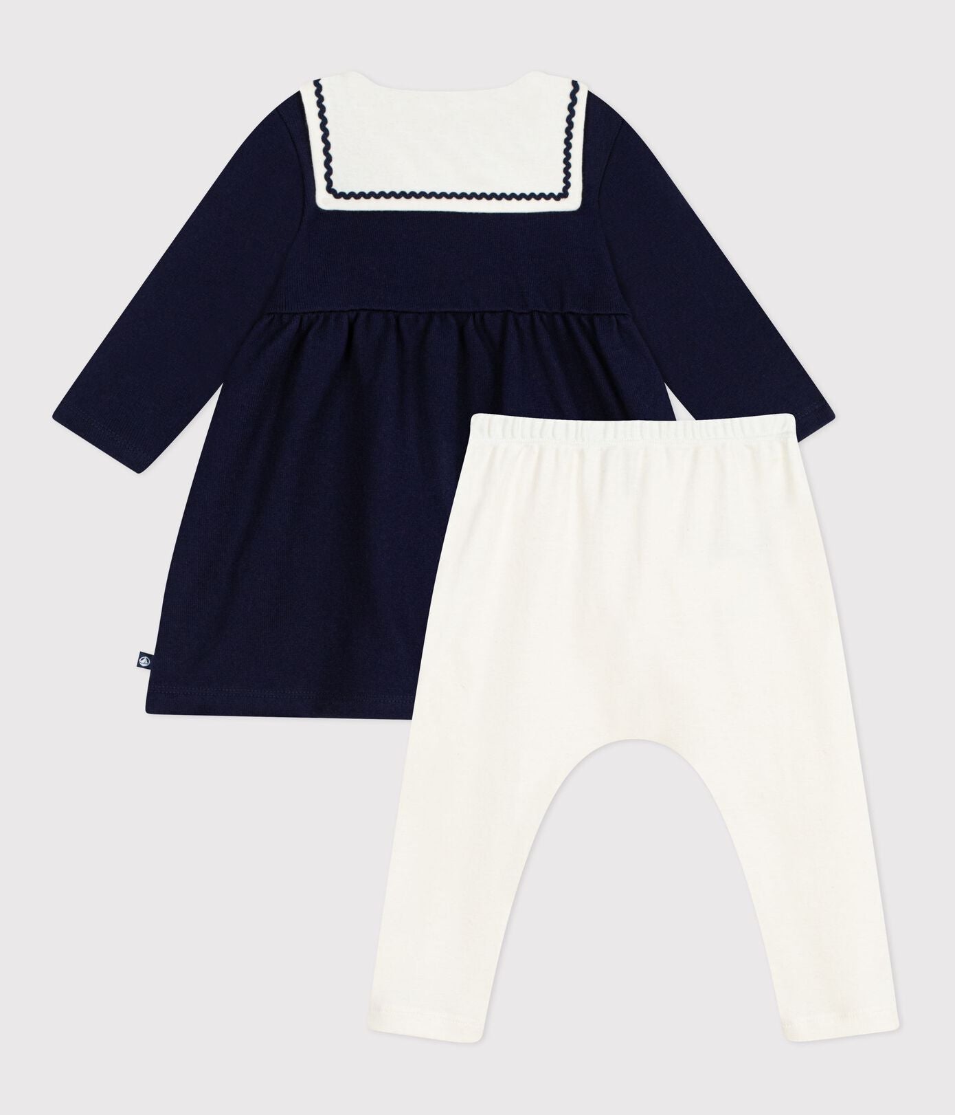 PB-NG016 - Petit Bateau Sailor-collar dress and cotton leggings set for baby girl
