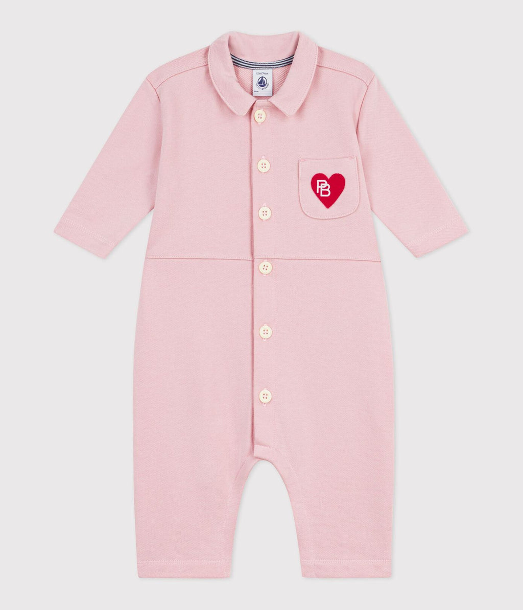 PB-NG015 - Petit Bateau Long cotton jumpsuit in mechanic style for baby girl