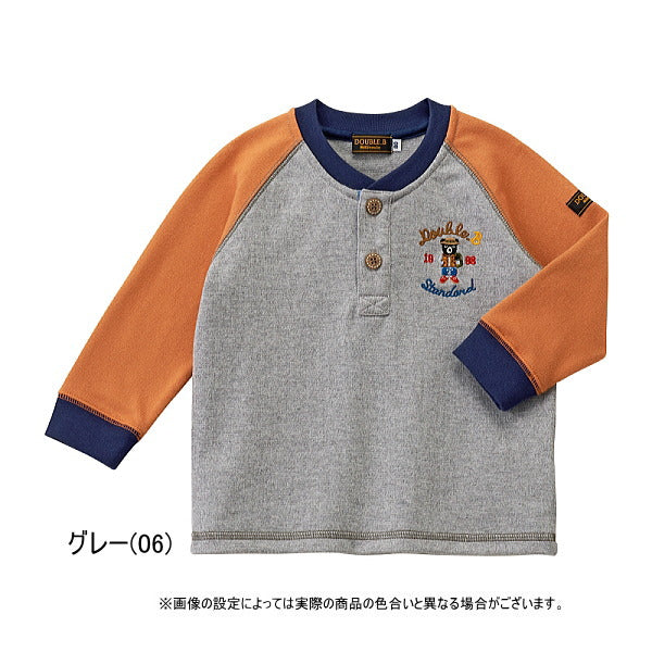 Double B - Henley Neck Long Sleeve T-Shirt for Boys Made in Japan Baby Kids Junior - 100cm