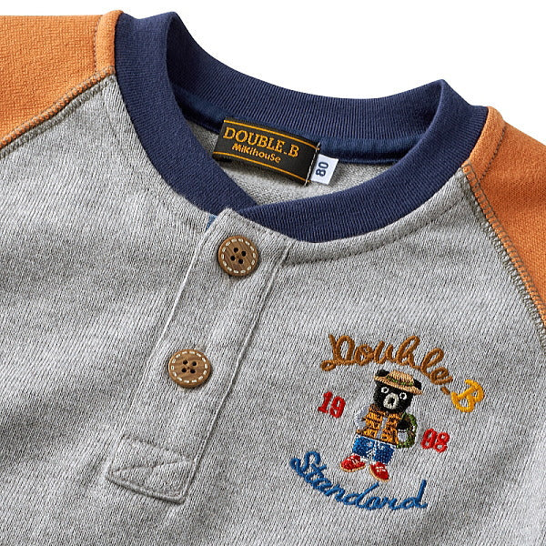 Double B - Henley Neck Long Sleeve T-Shirt for Boys Made in Japan Baby Kids Junior - 100cm