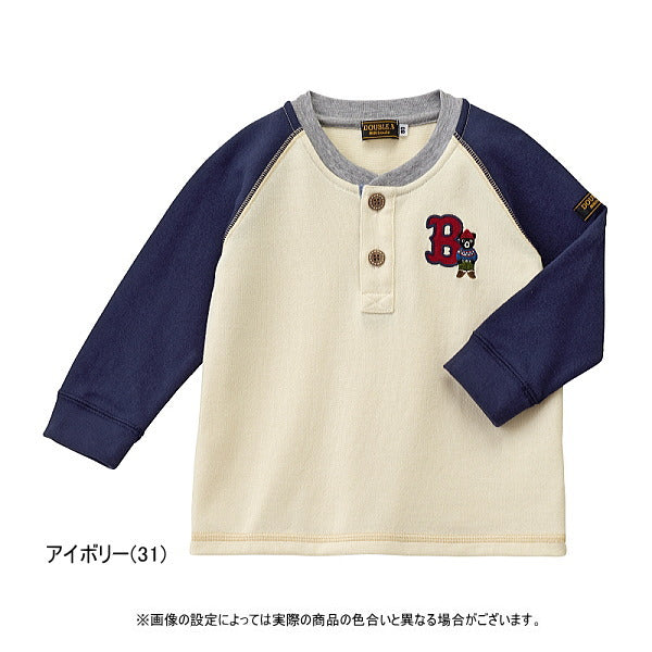 Double B - Henley Neck Long Sleeve T-Shirt for Boys Made in Japan Baby Kids Junior - 100cm