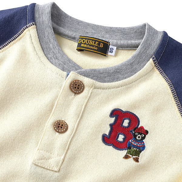 Double B - Henley Neck Long Sleeve T-Shirt for Boys Made in Japan Baby Kids Junior - 100cm