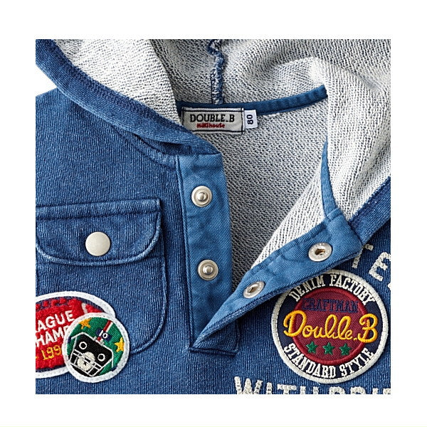 Double B - More than off! Patch & Embroidery Sweatshirt, Made in Japan, Kids Boys, - 110-120cm