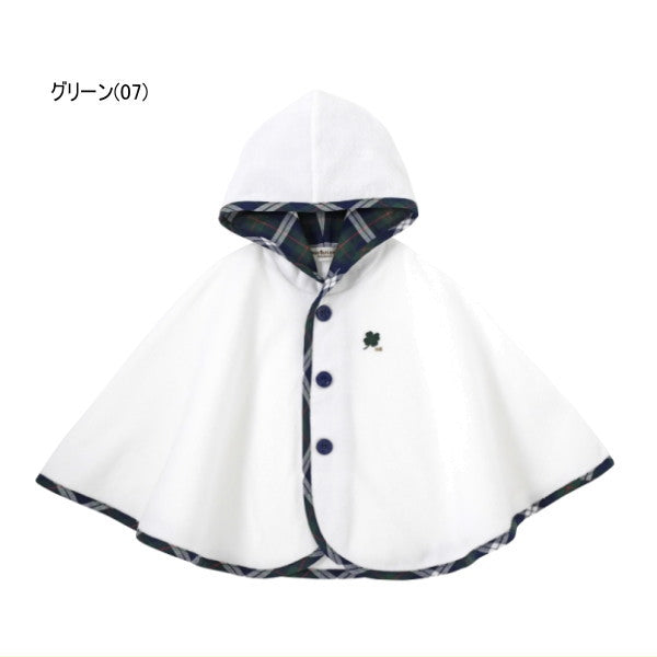 Hot Biscuit - Border, Small Flower, Blackwatch Pile Poncho Made in Japan Boys Girls Baby Kids - free(70~90cm
