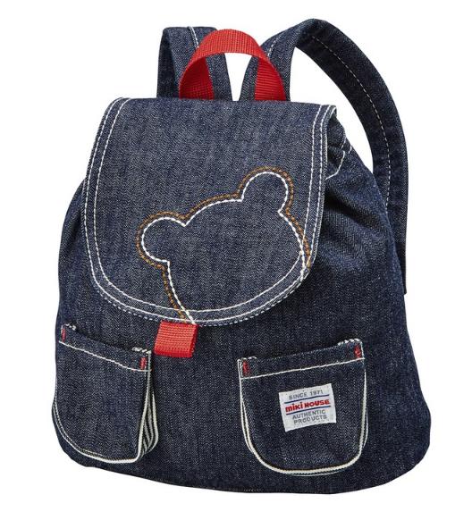 MIKI HOUSE Bear Denim Made in Japan Backpack no-2832