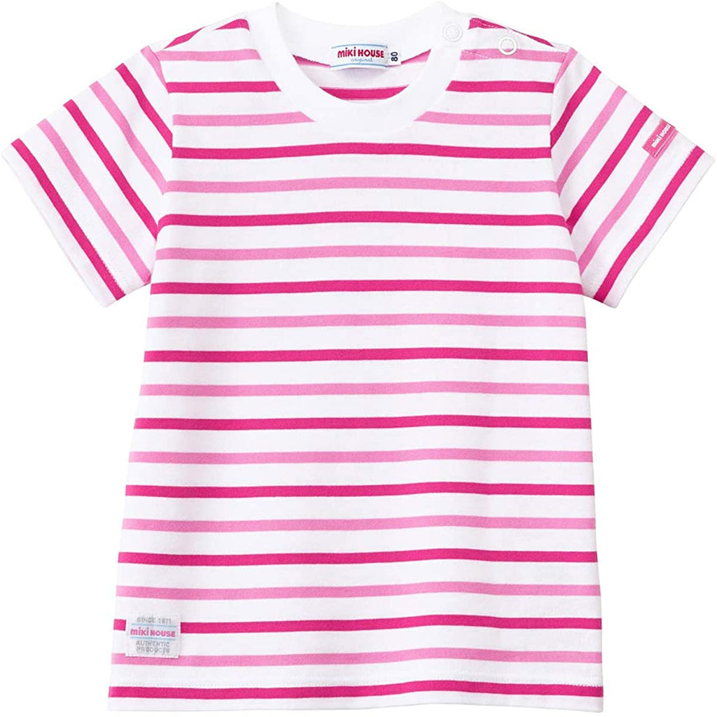 MIKI HOUSE Striped Made in Japan Short-Sleeve T-shirt no-3012