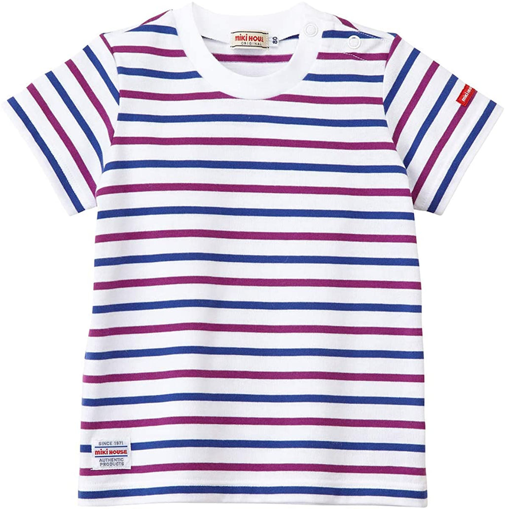 MIKI HOUSE Striped Made in Japan Short-Sleeve T-shirt no-3012