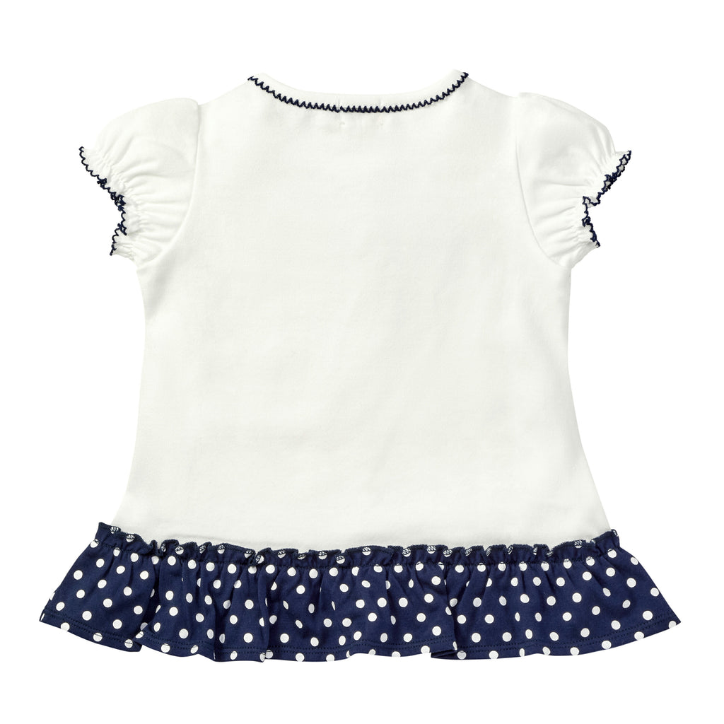 MIKI HOUSE Hot Biscuits Dot Ribbon Frill Short-Sleeve T-shirt no-2033-b