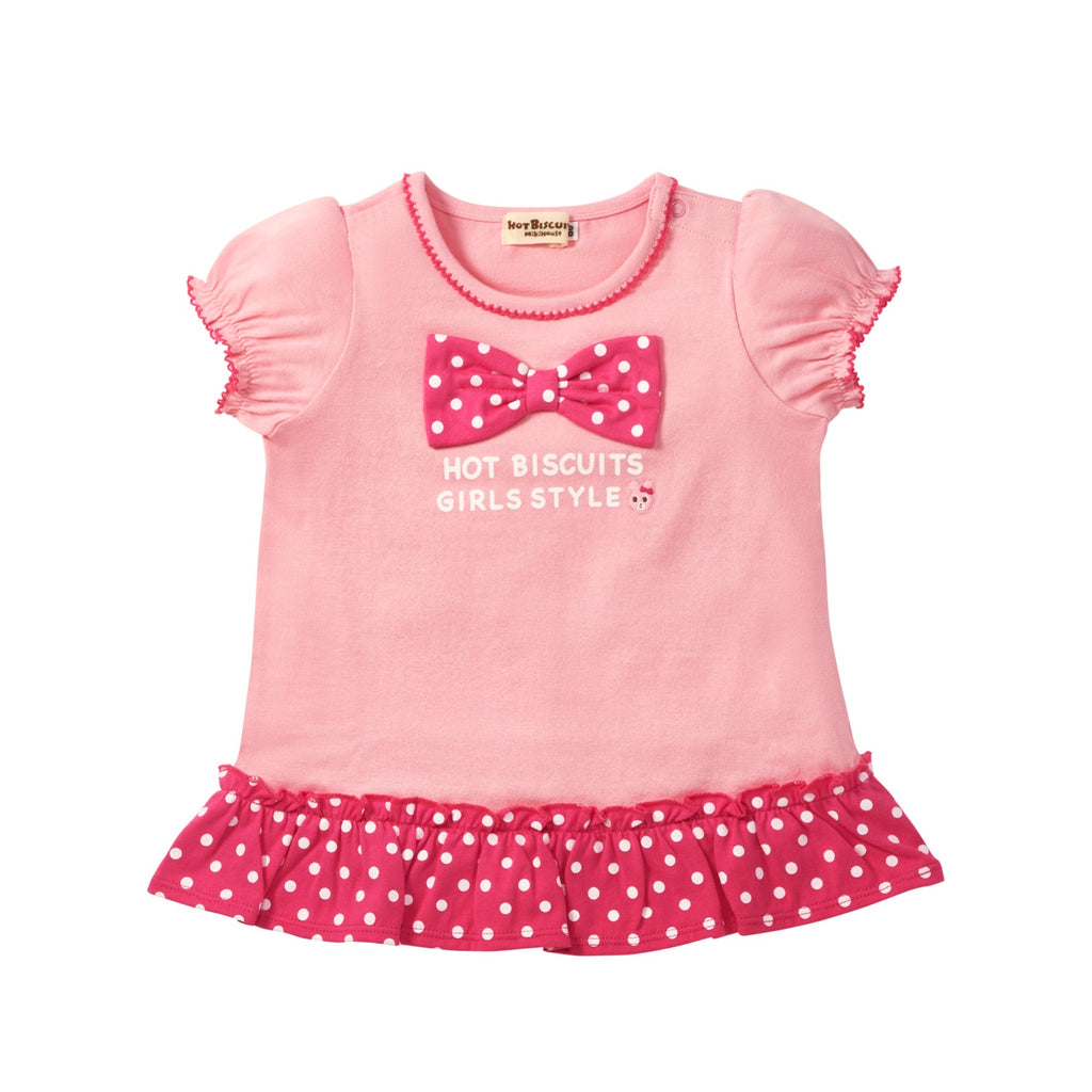 MIKI HOUSE Hot Biscuits Dot Ribbon Frill Short-Sleeve T-shirt no-2033-b