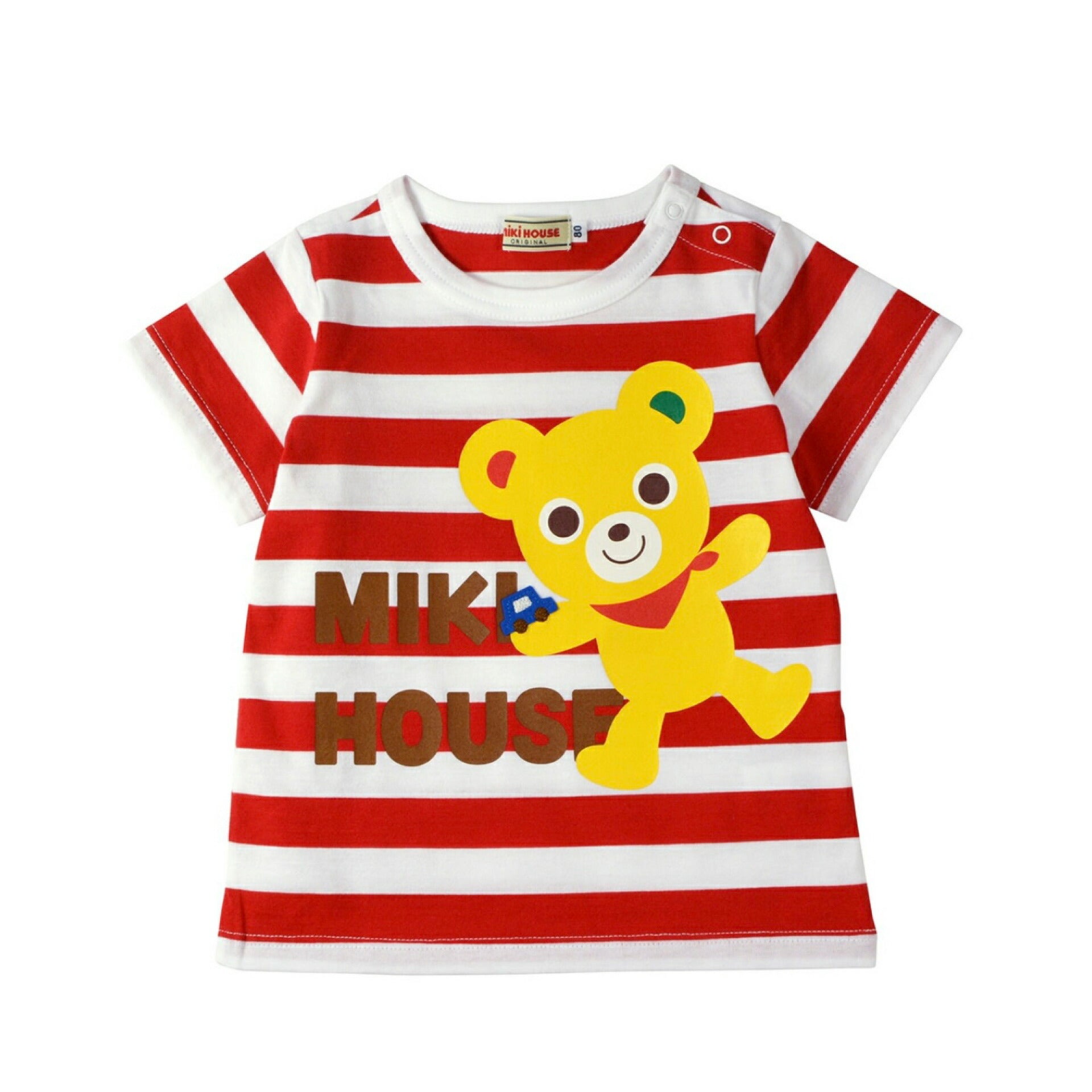 MIKI HOUSE Bear Bunny Striped Made in Japan Short-Sleeve no-3255
