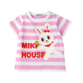 MIKI HOUSE Bear Bunny Striped Made in Japan Short-Sleeve no-3255