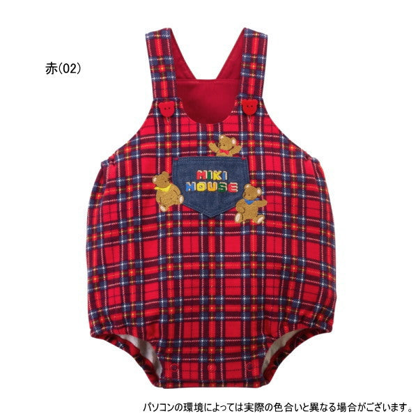 Mikihouse - 50%OFF Check Embroidery Romper Boys Girls Made in Japan Baby - M(80~90cm