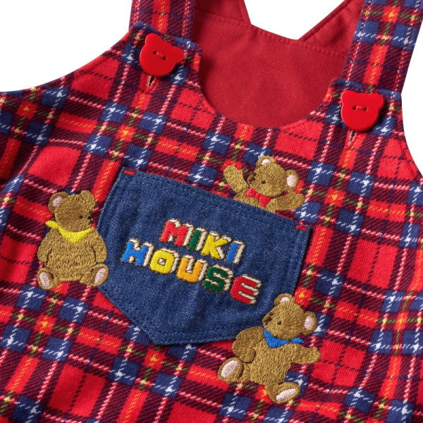 Mikihouse - 50%OFF Check Embroidery Romper Boys Girls Made in Japan Baby - M(80~90cm