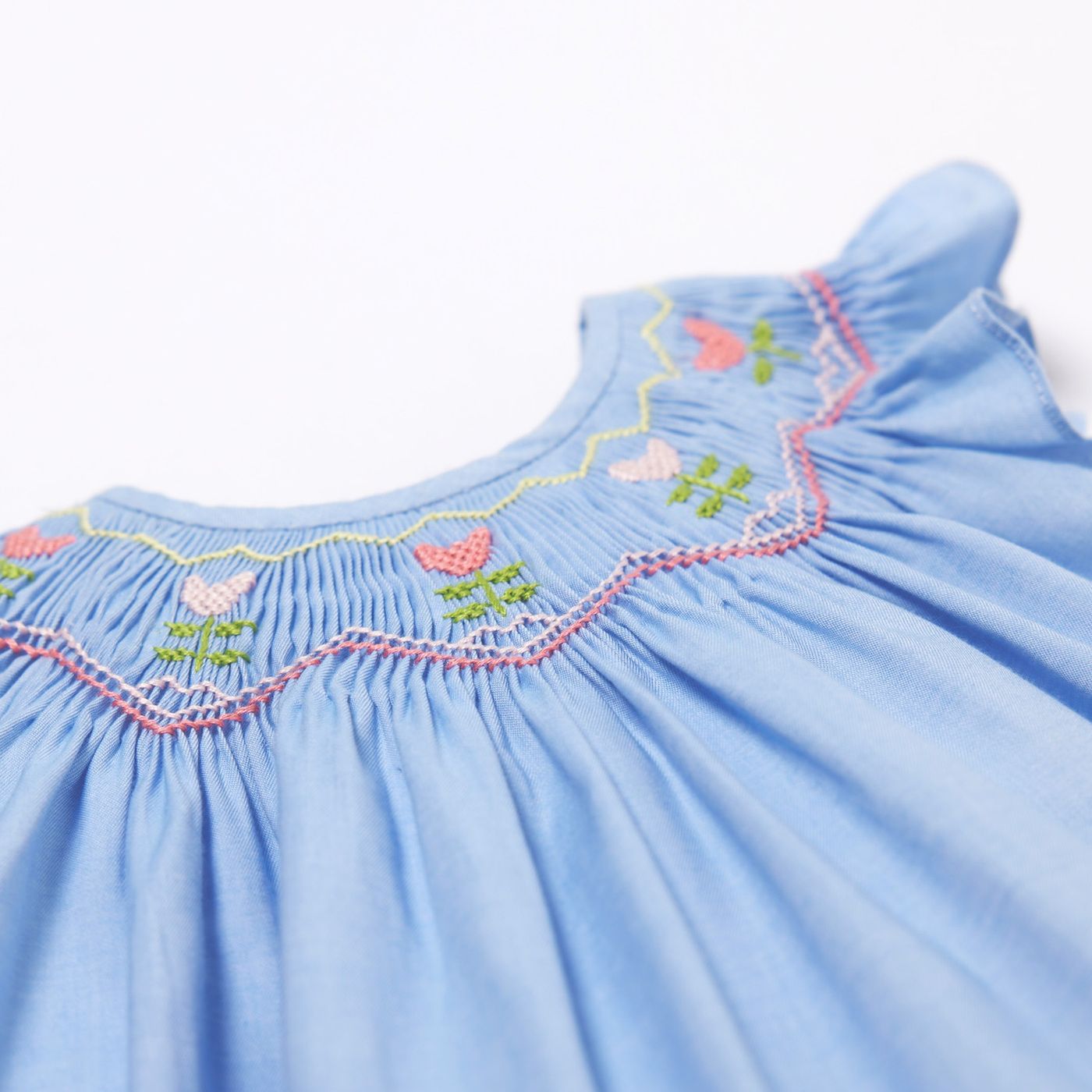 Dress in Fil-a-fil Fabric Baby Girl - Chambray