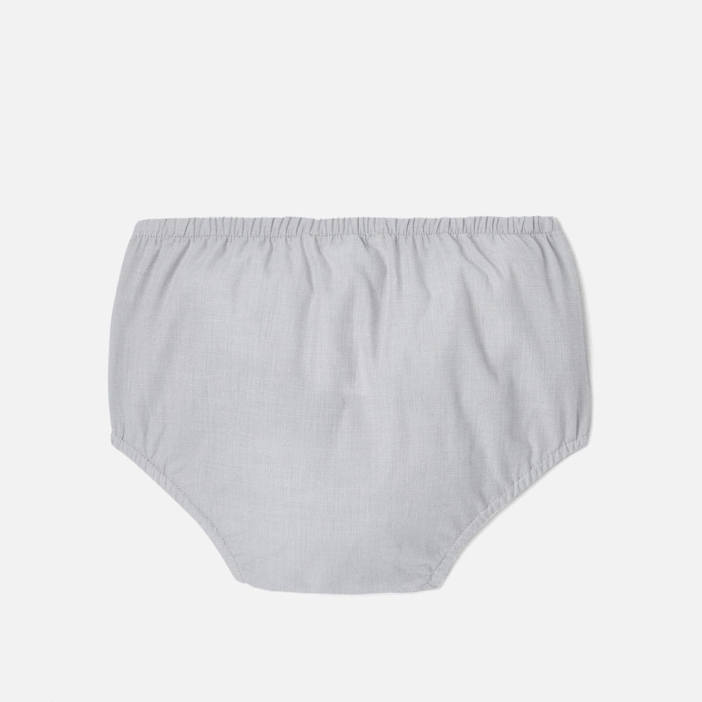 Dress in Fil-a-fil Fabric Baby Girl - Grey/White