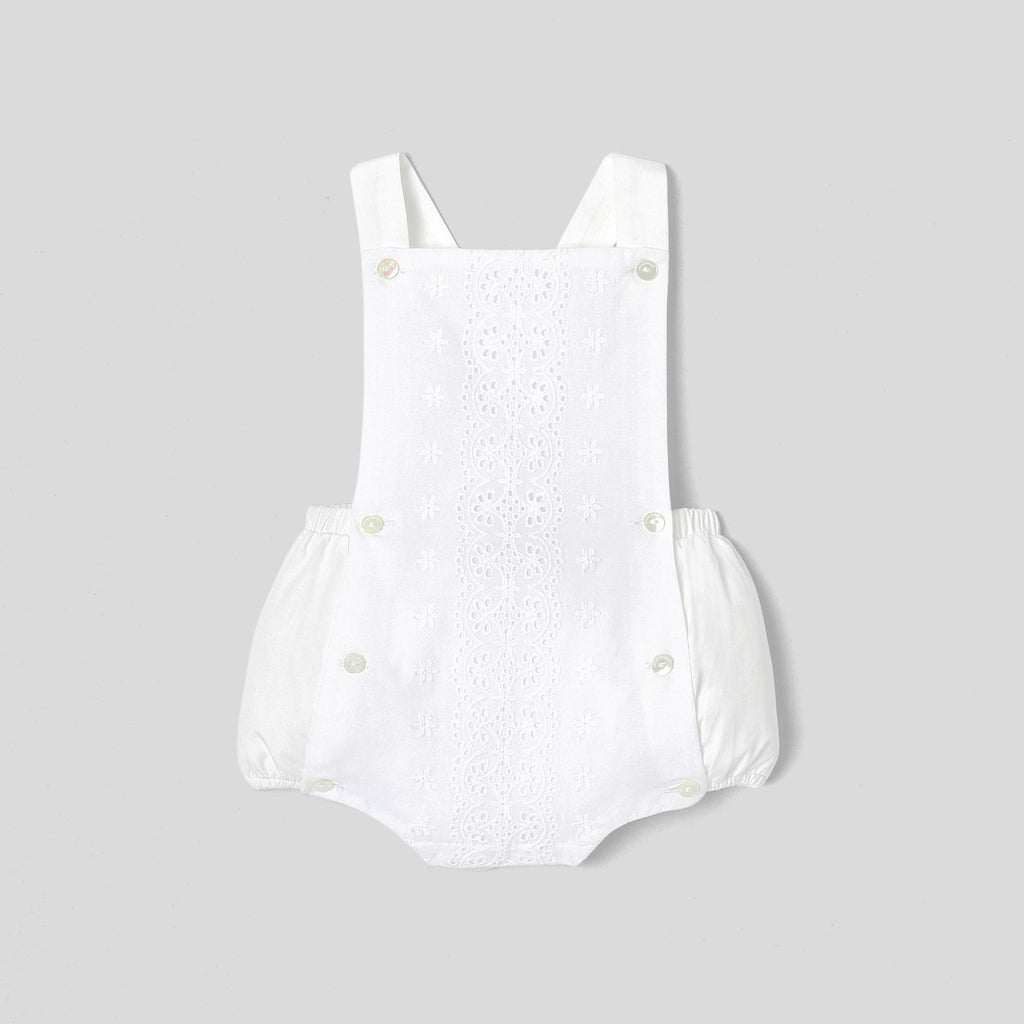Baby girl poplin romper - White