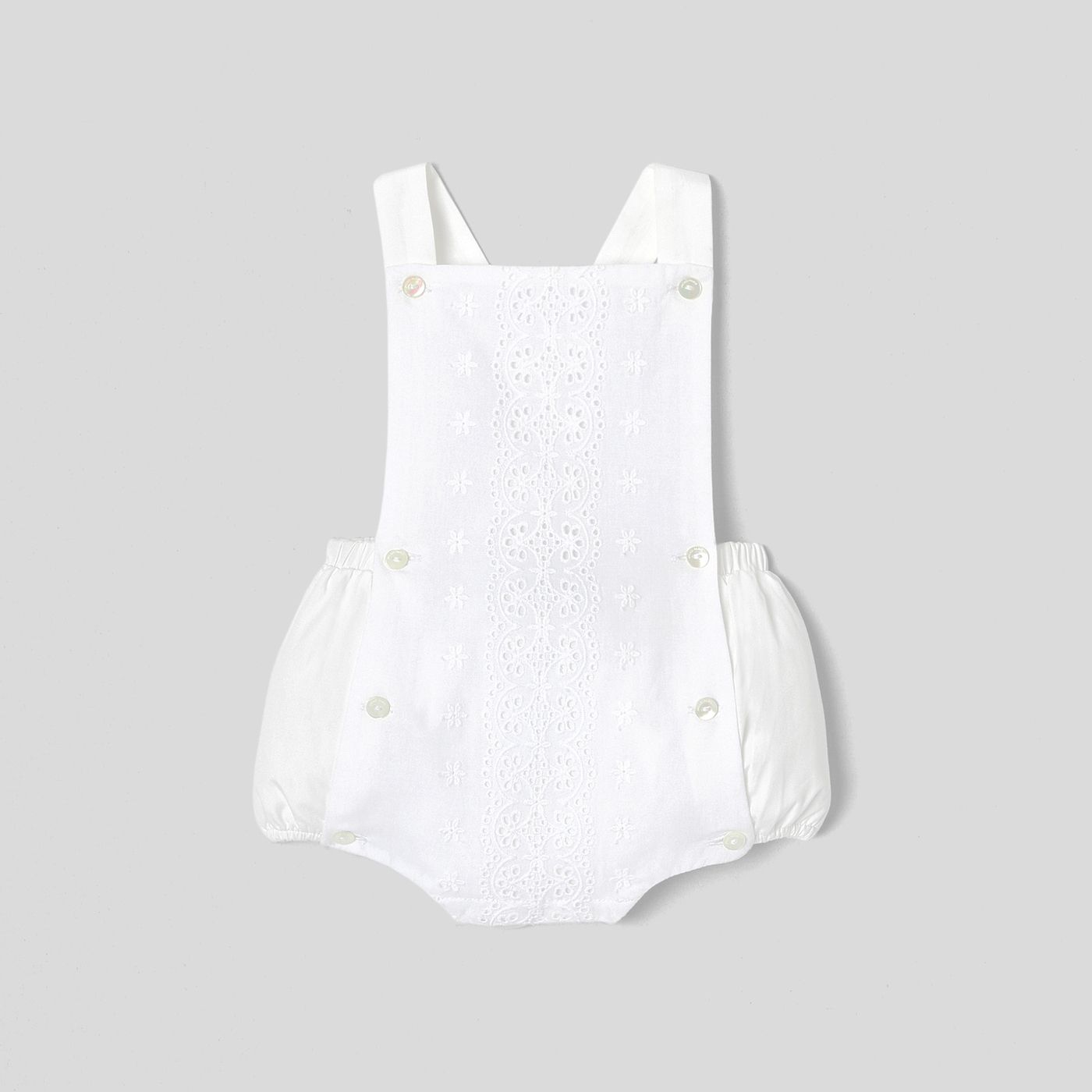 Baby girl poplin romper - White