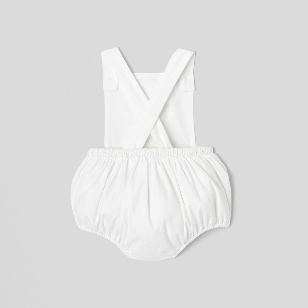 Baby girl poplin romper - White