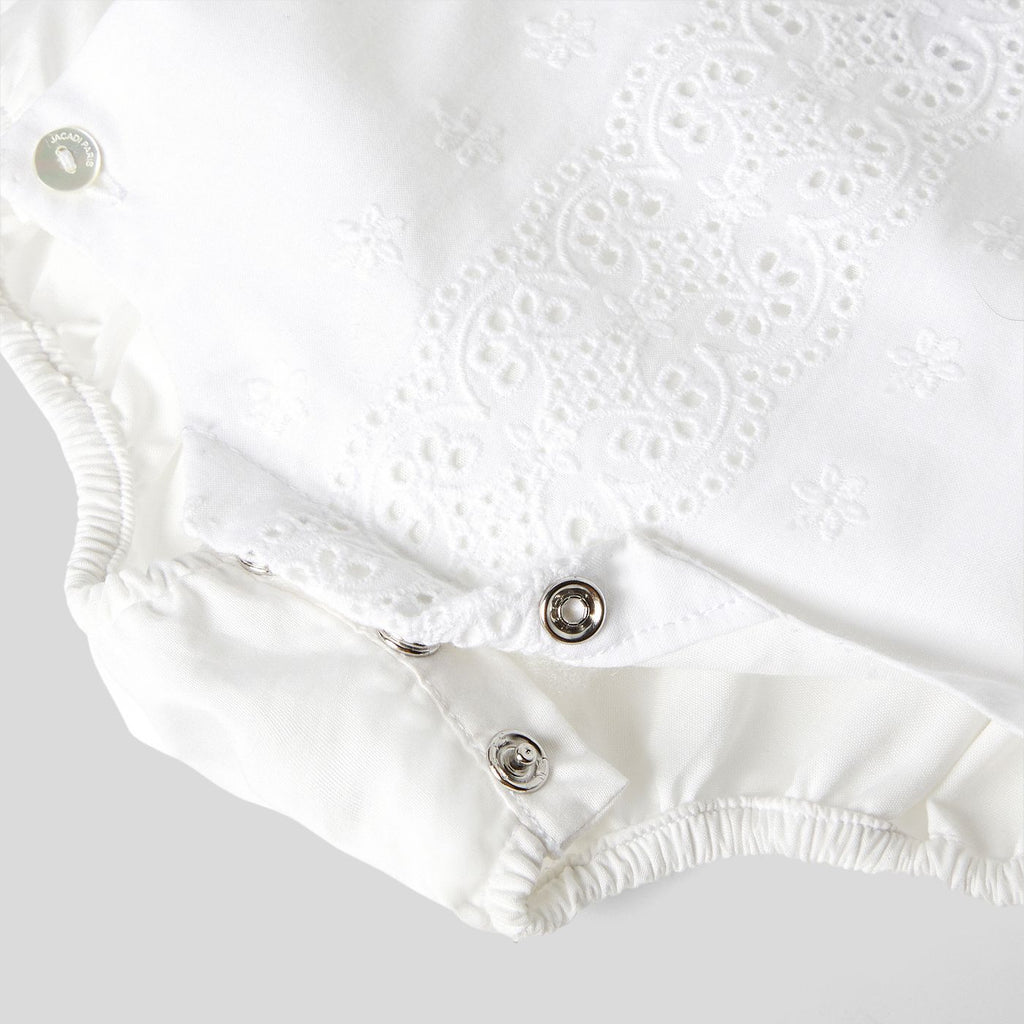 Baby girl poplin romper - White