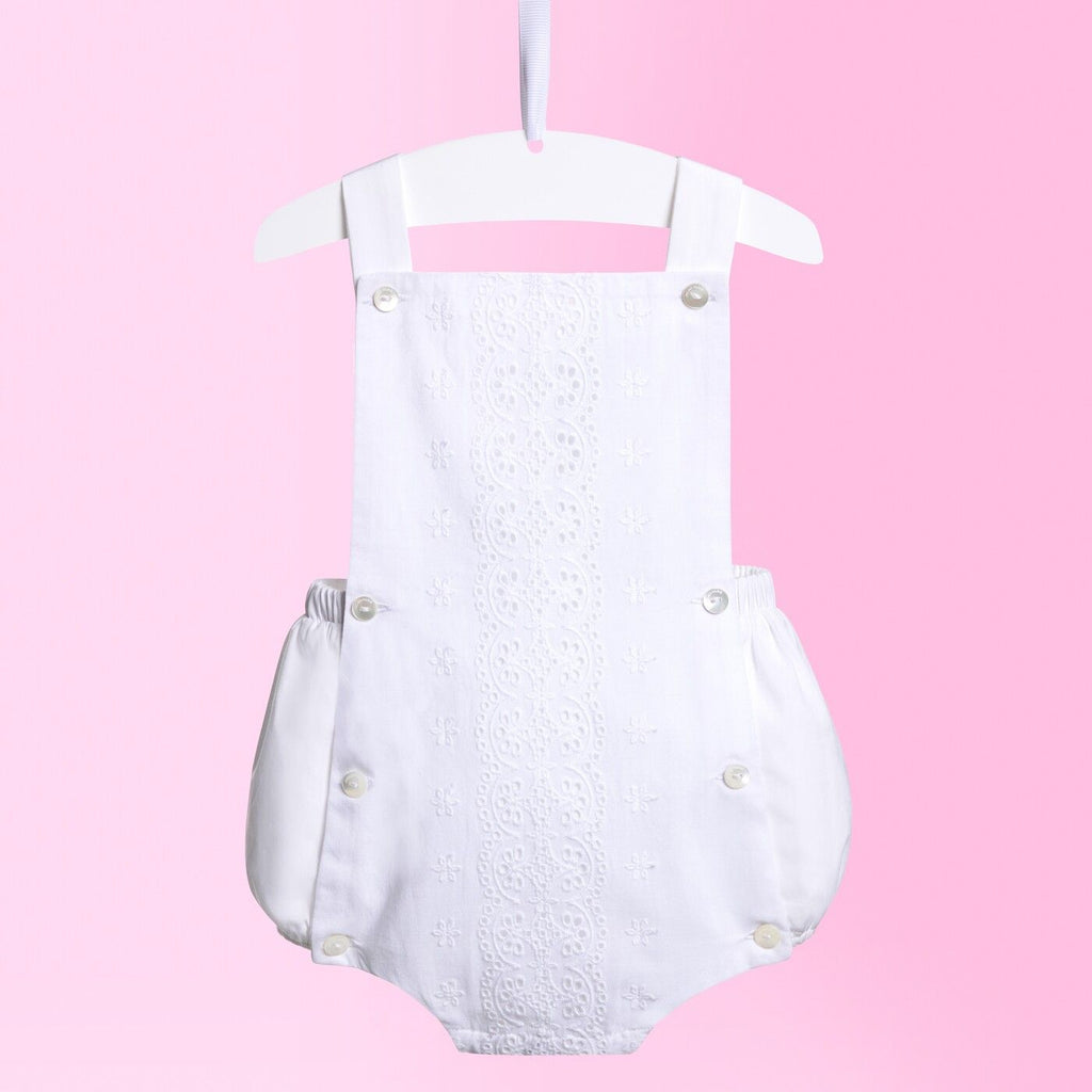 Baby girl poplin romper - White