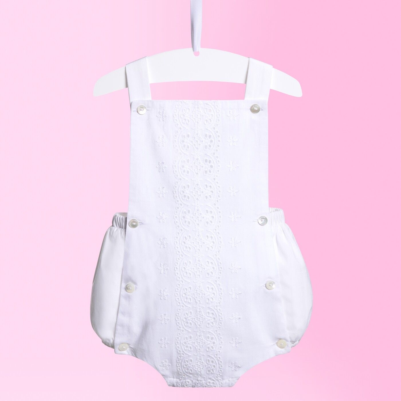 Baby girl poplin romper - White