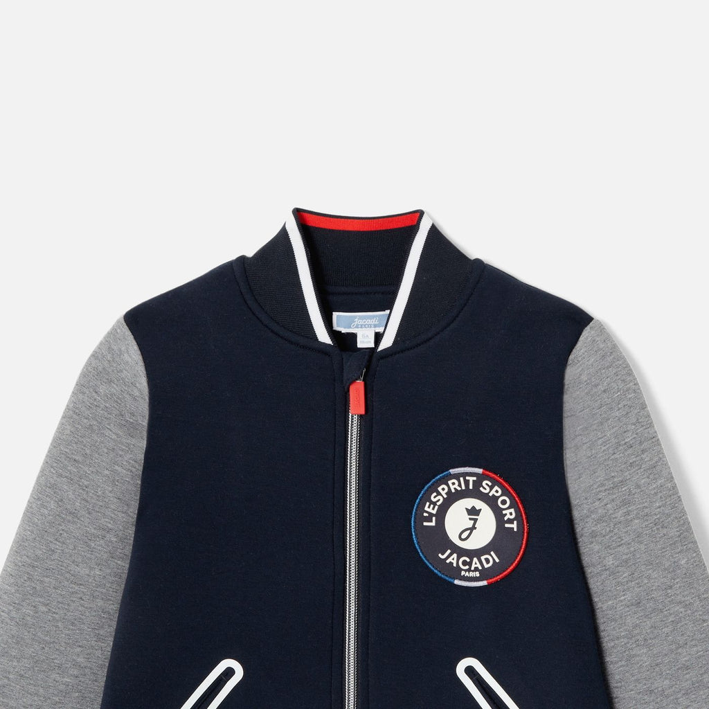 Cardigan Stile Teddy Boy - Navy Blue/Grey