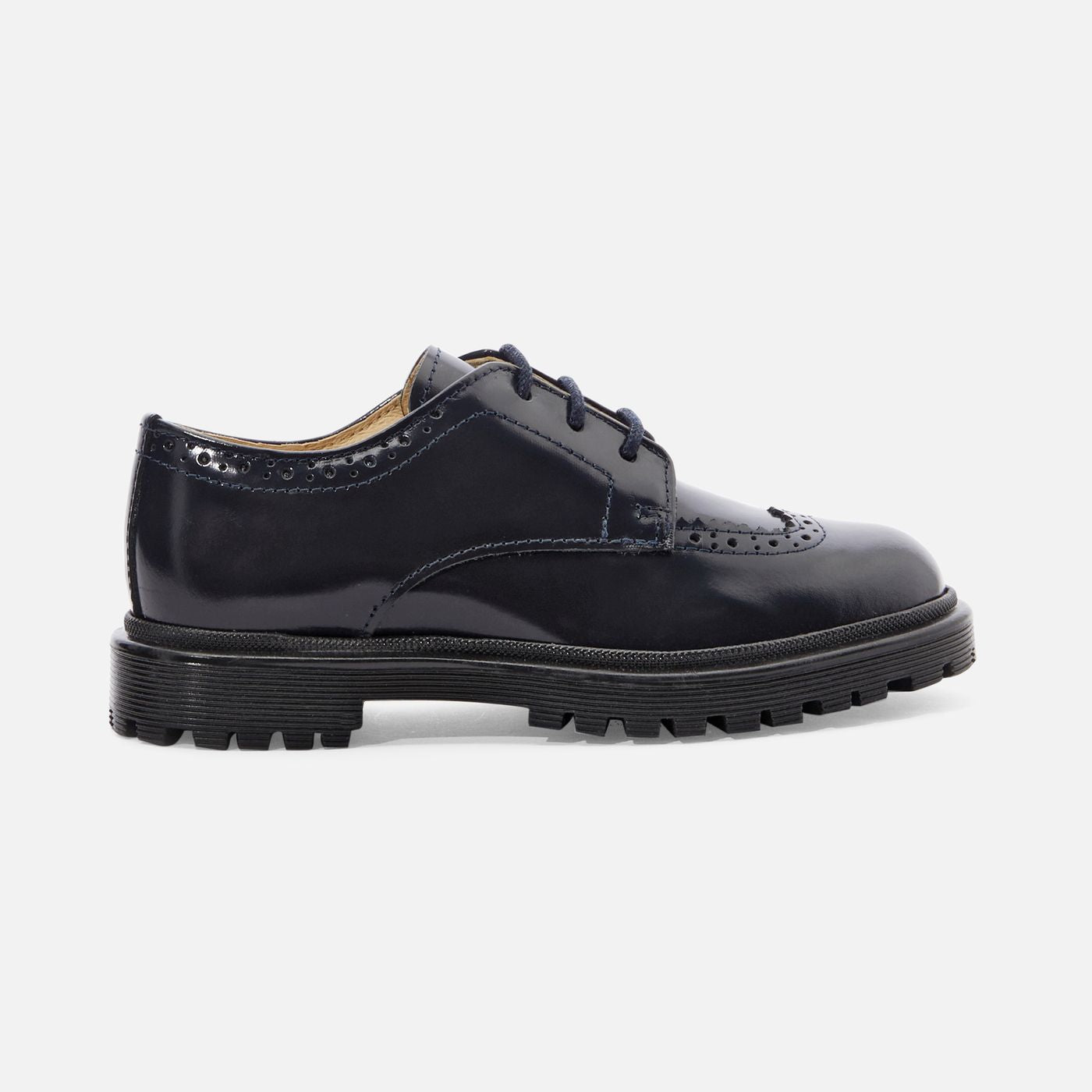 Glazed leather Mary Janes - Navy Blue Jacadi
