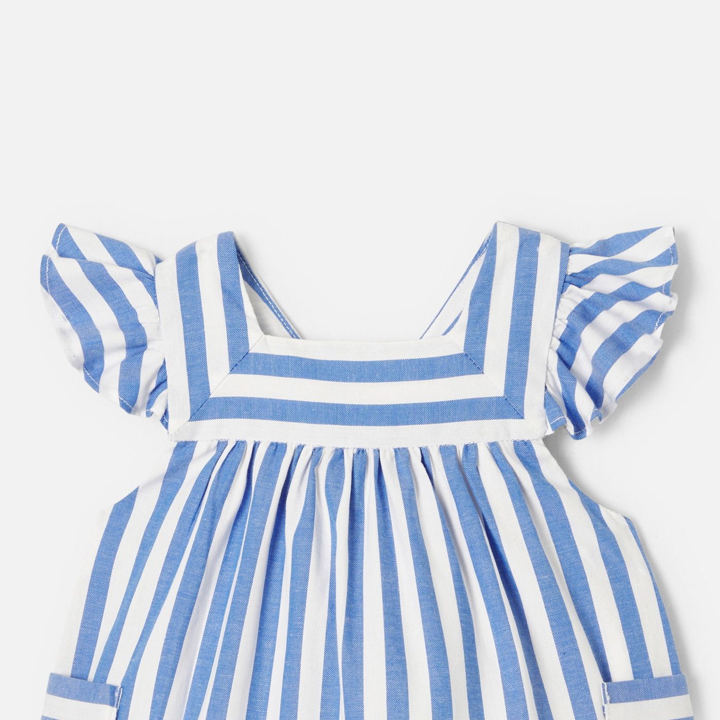 Romper in Oxford Cotton Striped Baby Girl - Blue/White