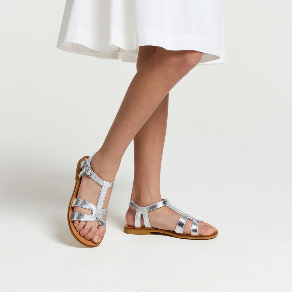 Girl leather sandals - Silver
