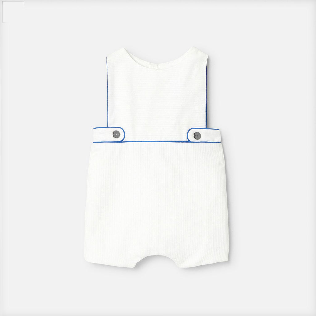 Baby boy cotton pique romper - White