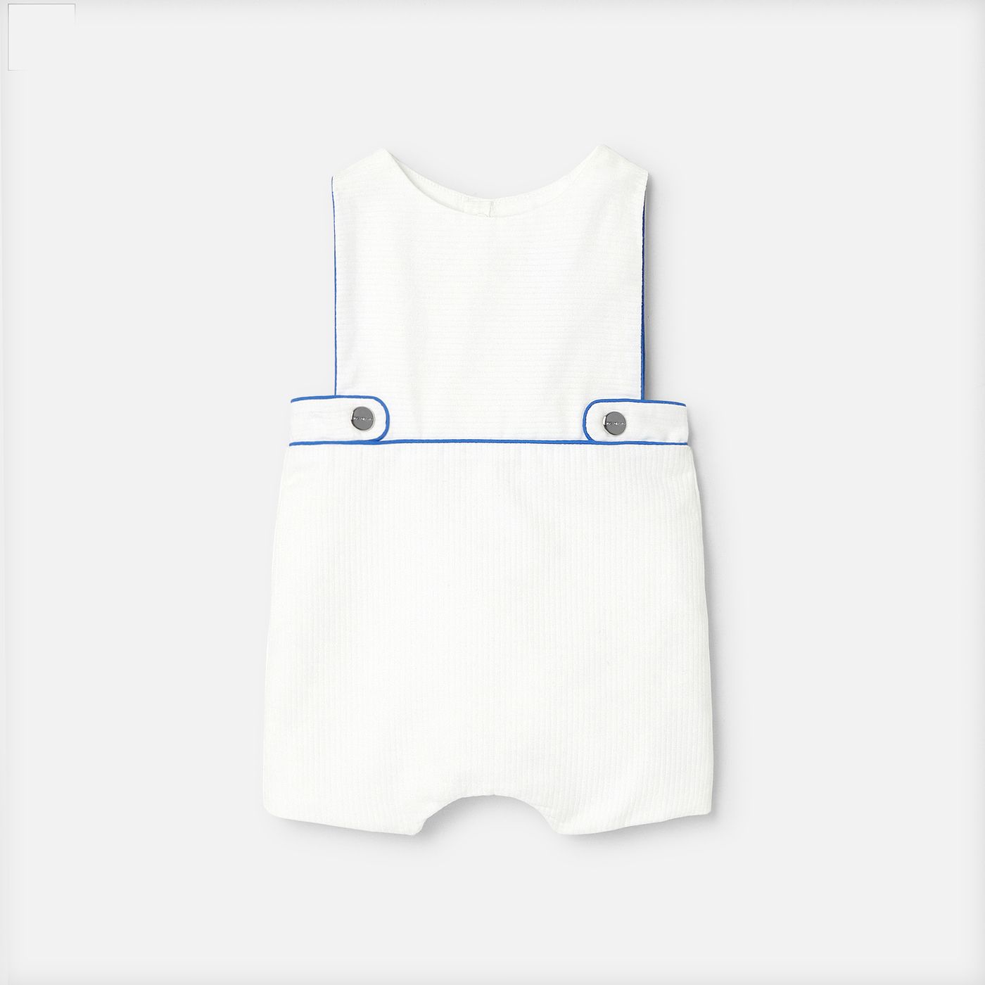 Baby boy cotton pique romper - White