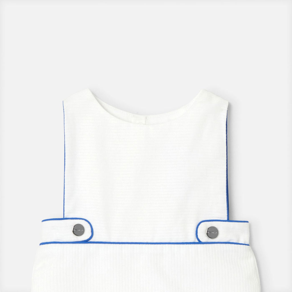 Baby boy cotton pique romper - White