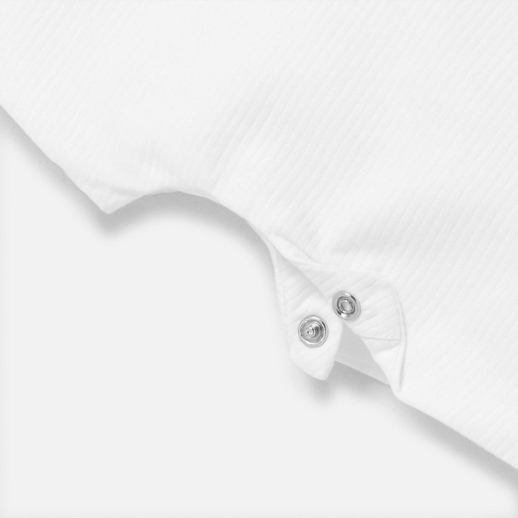 Baby boy cotton pique romper - White