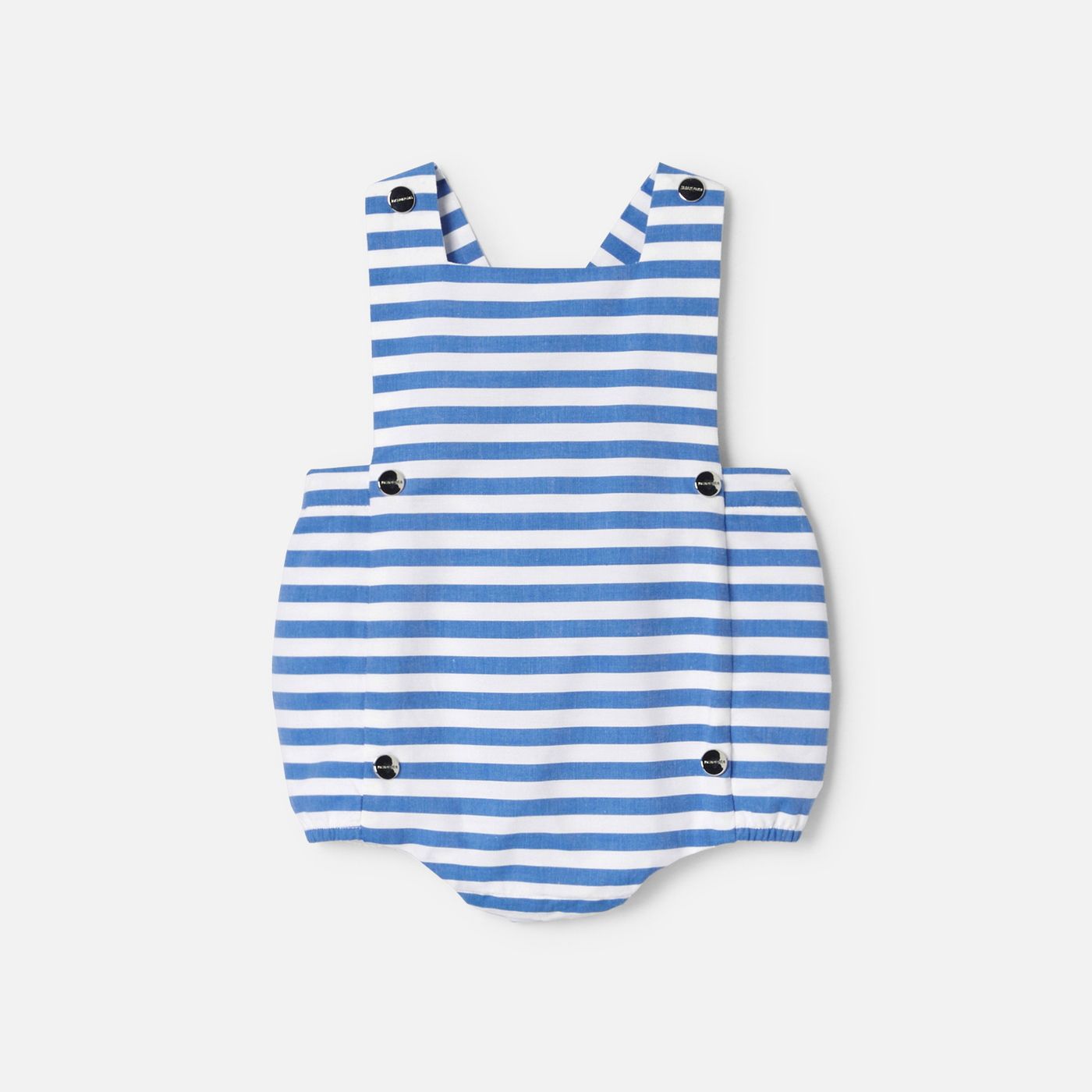Baby boy poplin romper - Blue/White