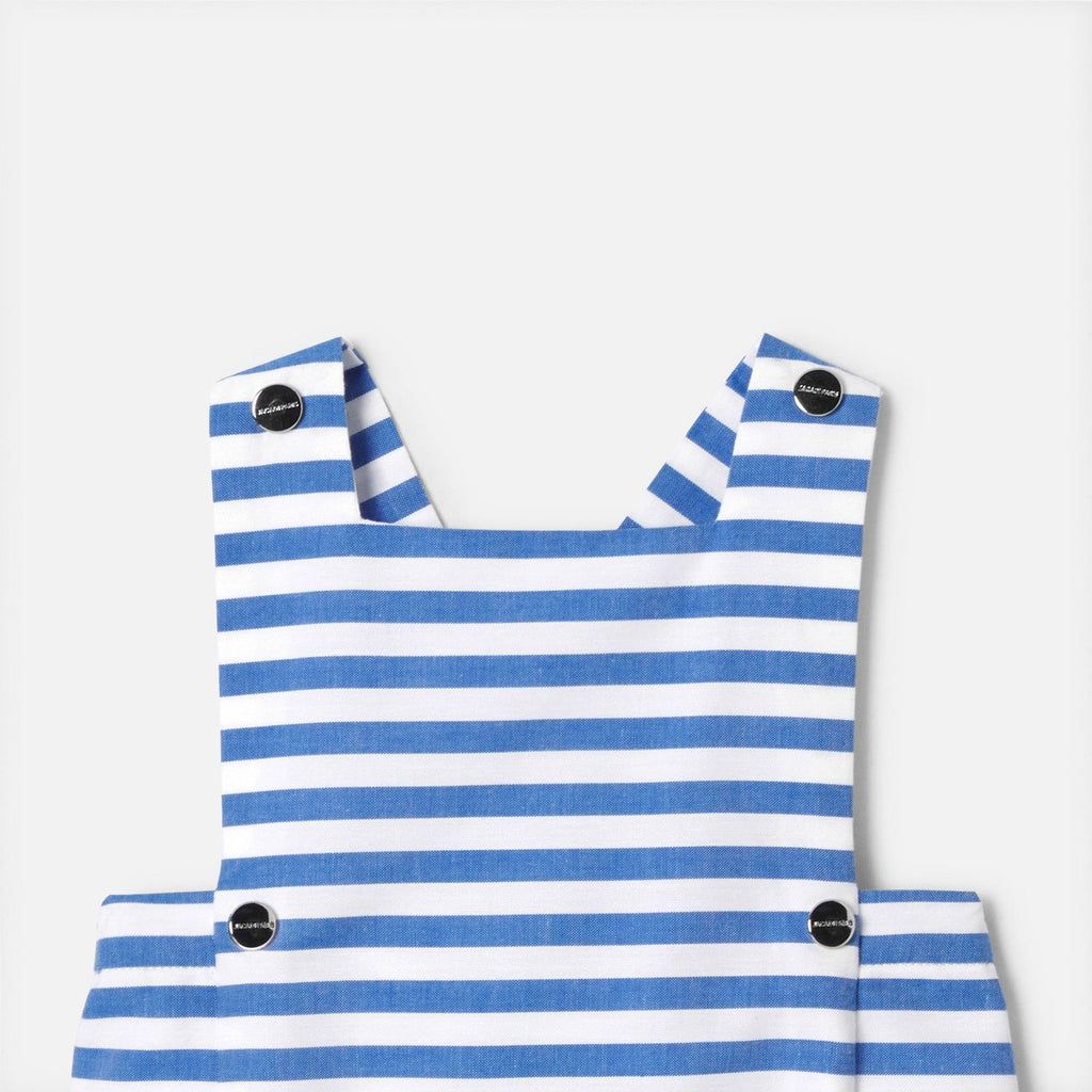 Baby boy poplin romper - Blue/White