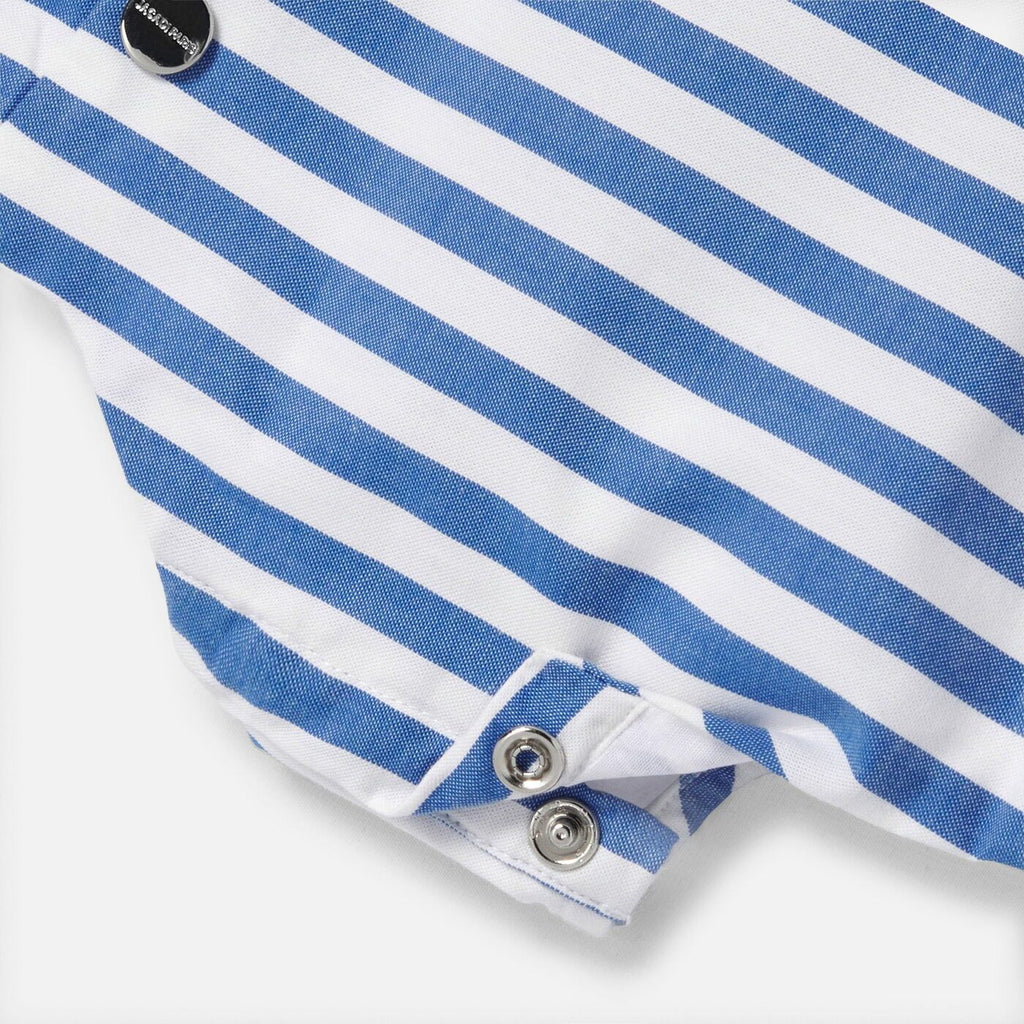 Baby boy poplin romper - Blue/White