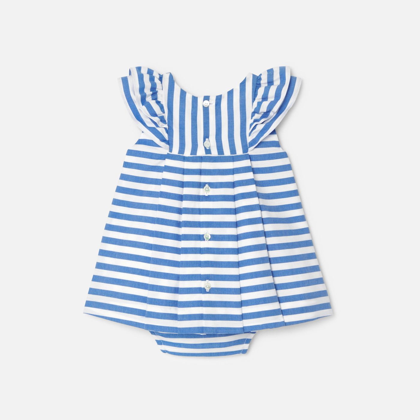 Dress in Oxford Cotton Baby Girl - Blue/White